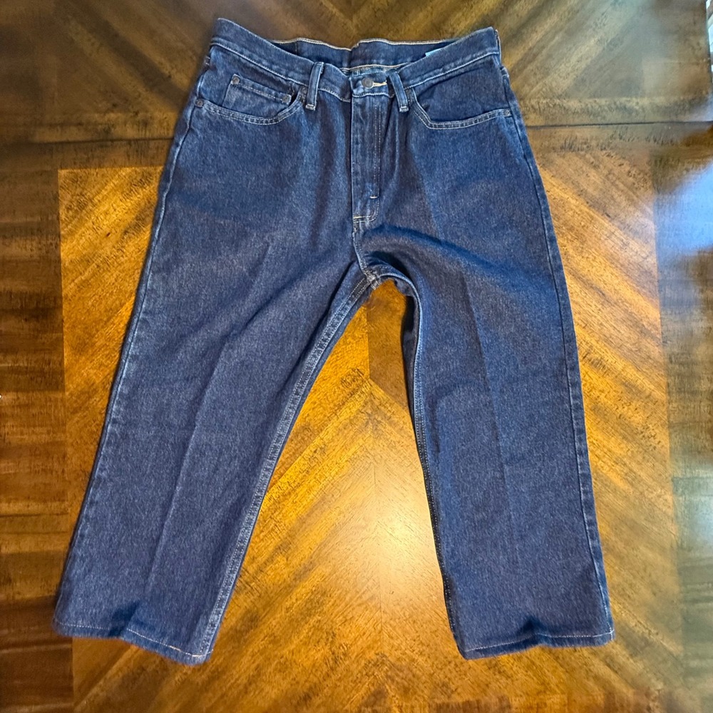 Wrangler Premium Quality Mens Regular Fit Jeans Dark Wash 33x22 Hemmed Indigo